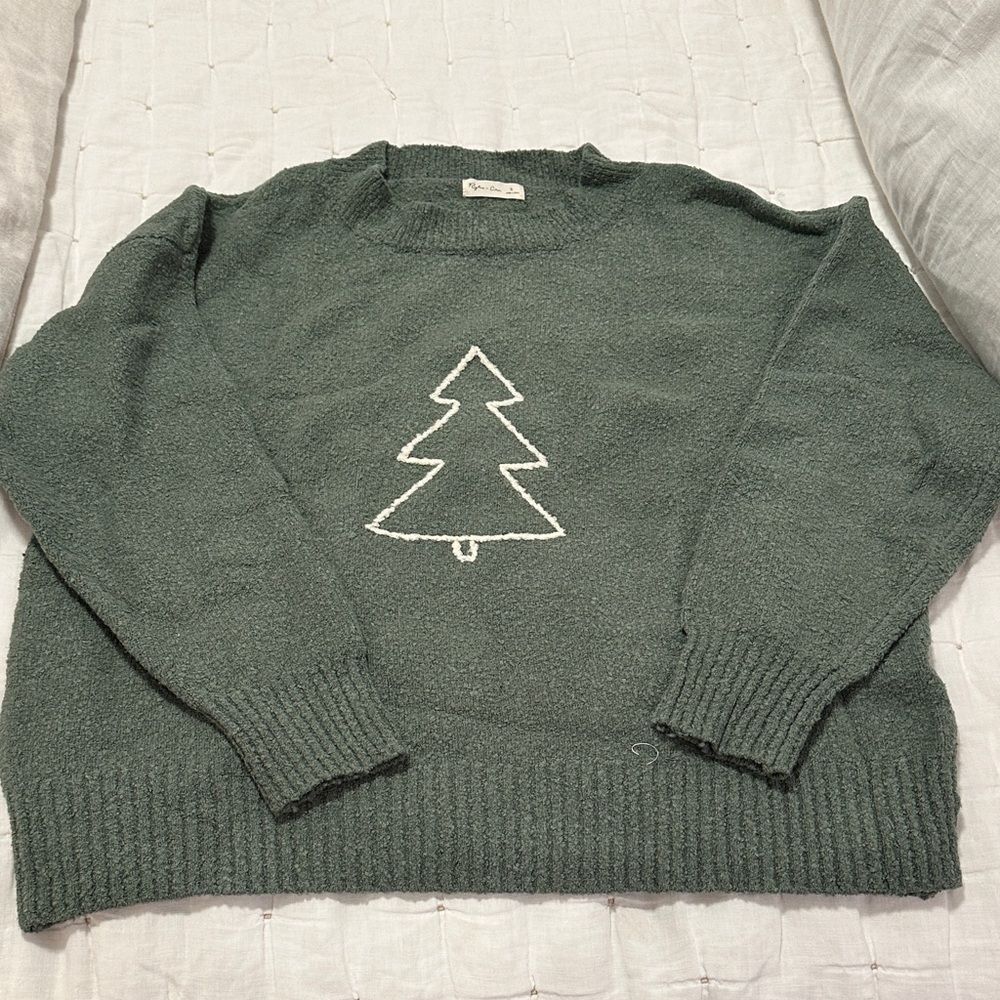 Rylee + Cru Textured Green Christmas Sweater